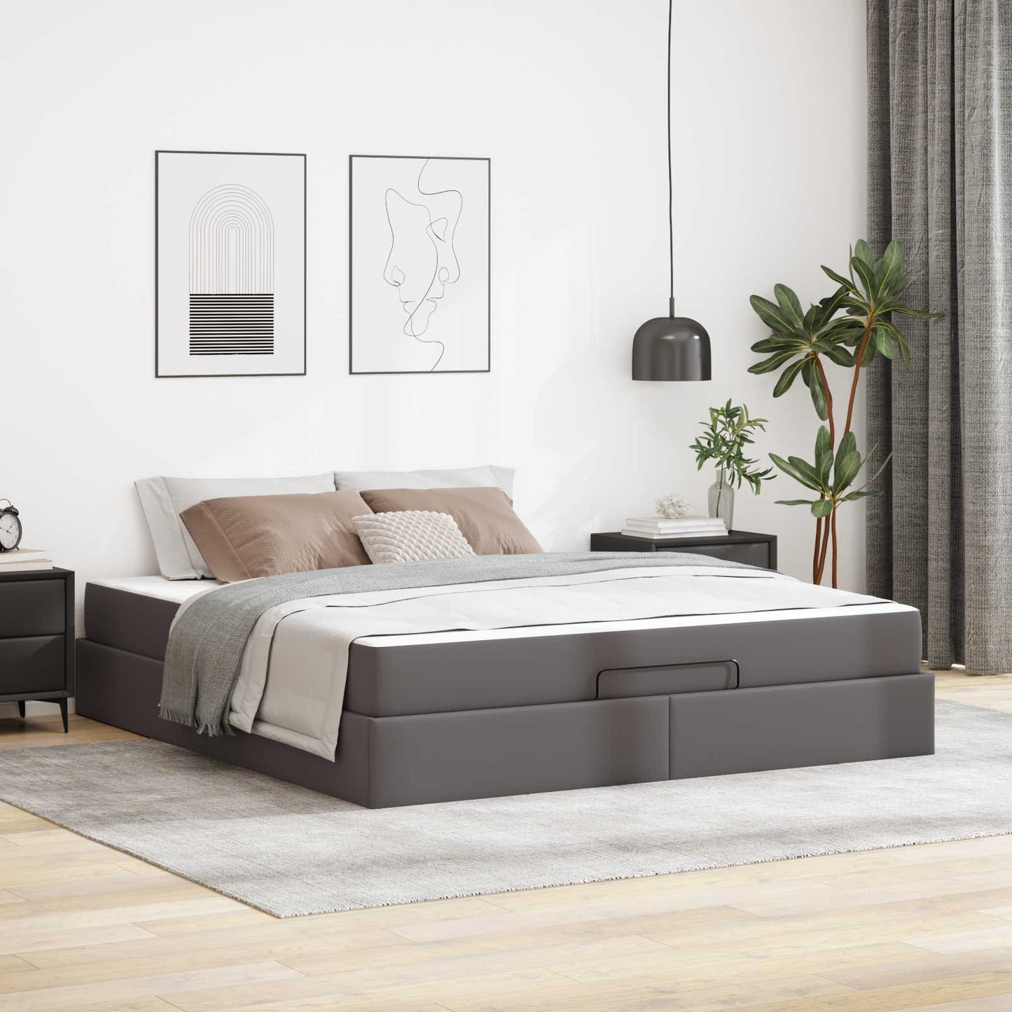 Struttura letto con materasso Altro 2 pcs Grigio PVC | homemem39