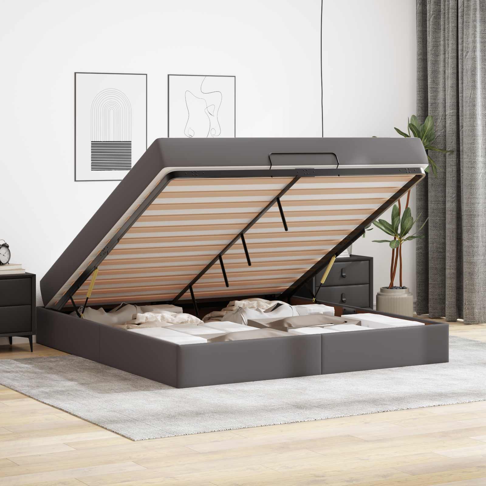 Struttura letto con materasso Altro 2 pcs Grigio PVC | homemem39