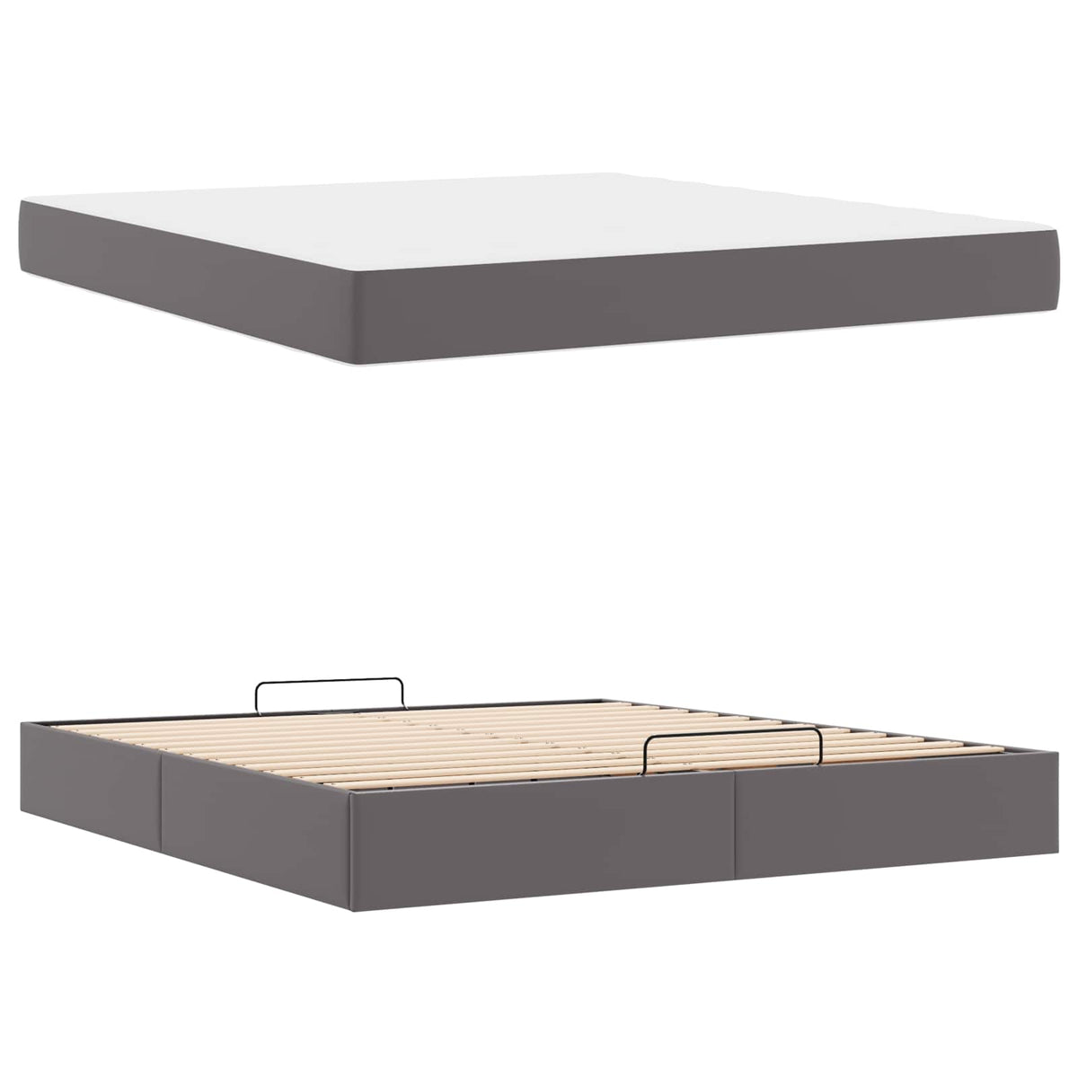 Struttura letto con materasso Altro 2 pz Grigio PVC | homemem39