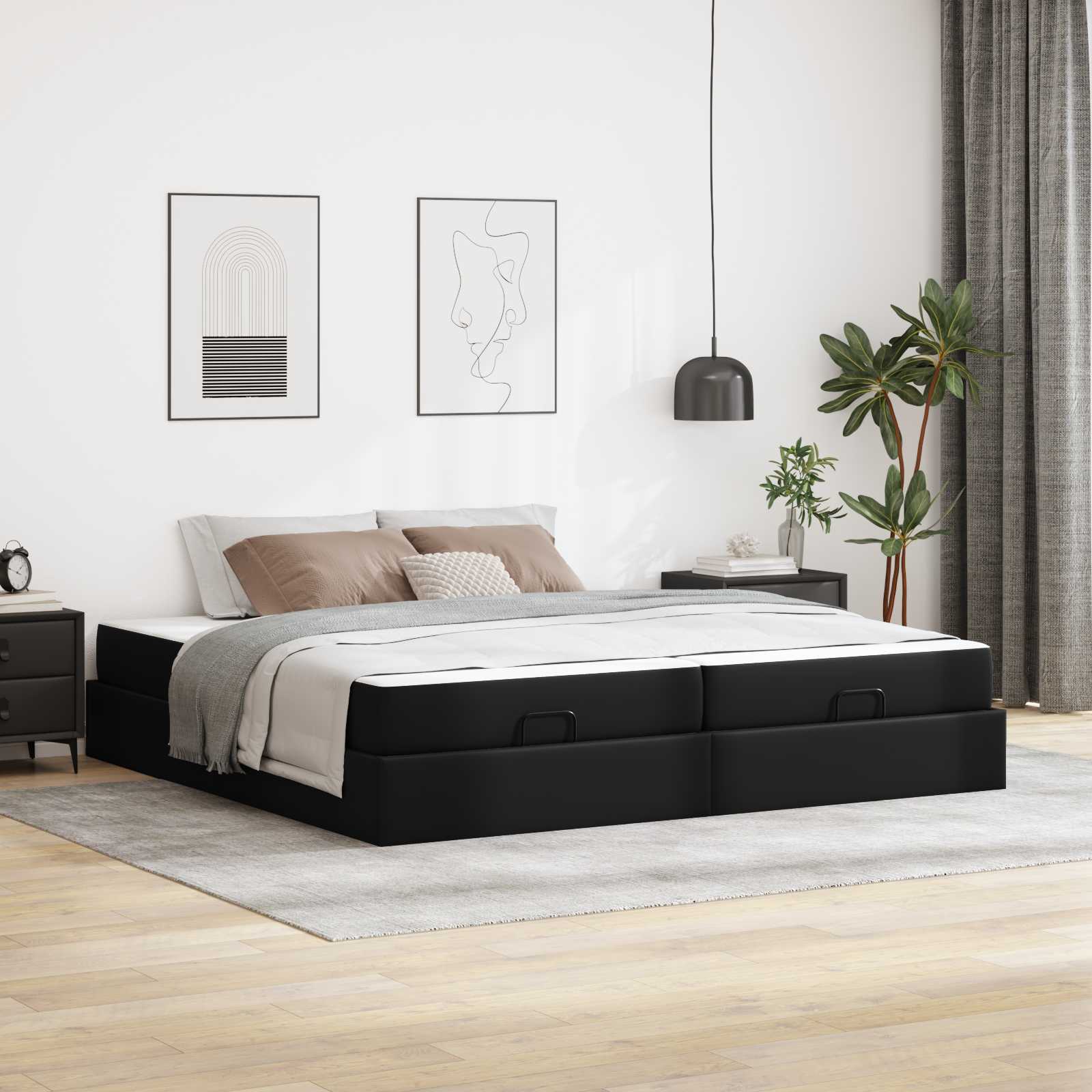 Struttura letto con materasso con materasso 2 pcs Nero PVC | homemem39