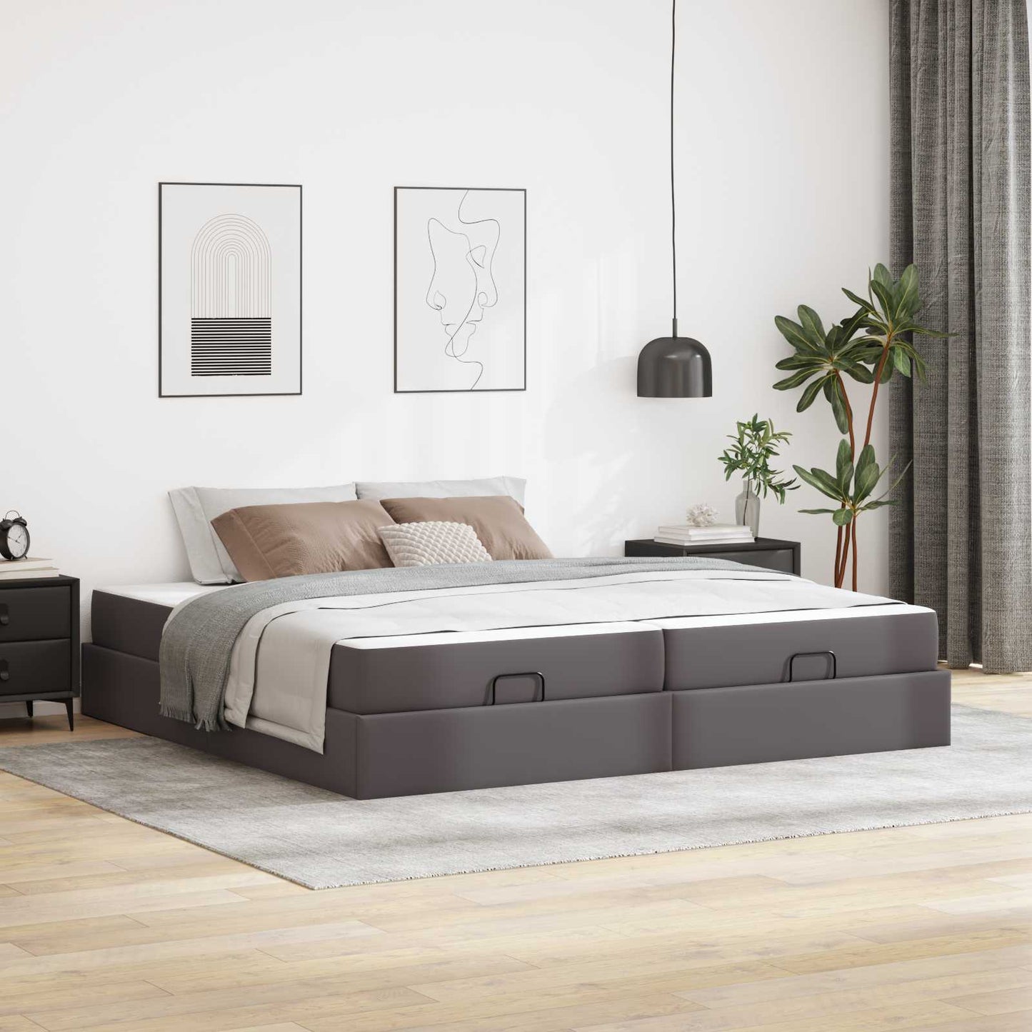 Struttura letto con materasso con materasso 2 pcs Grigio PVC | homemem39