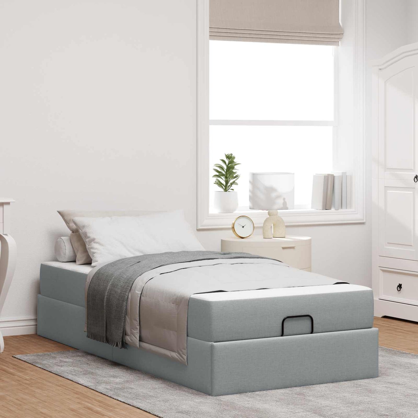 Struttura letto con materasso 2 pcs Grigio chiaro Tessuto | homemem39