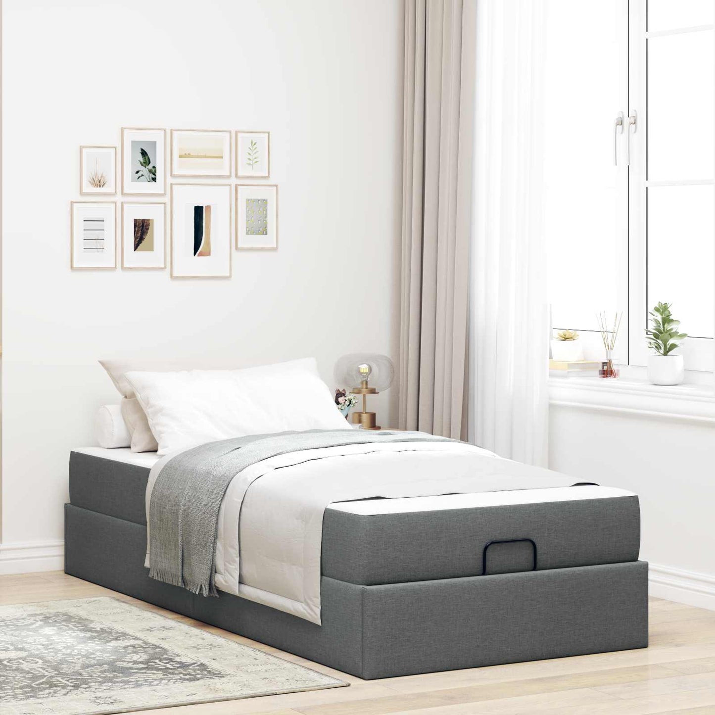 Struttura letto con materasso 2 pcs Grigio Sfumato Tessuto | homemem39