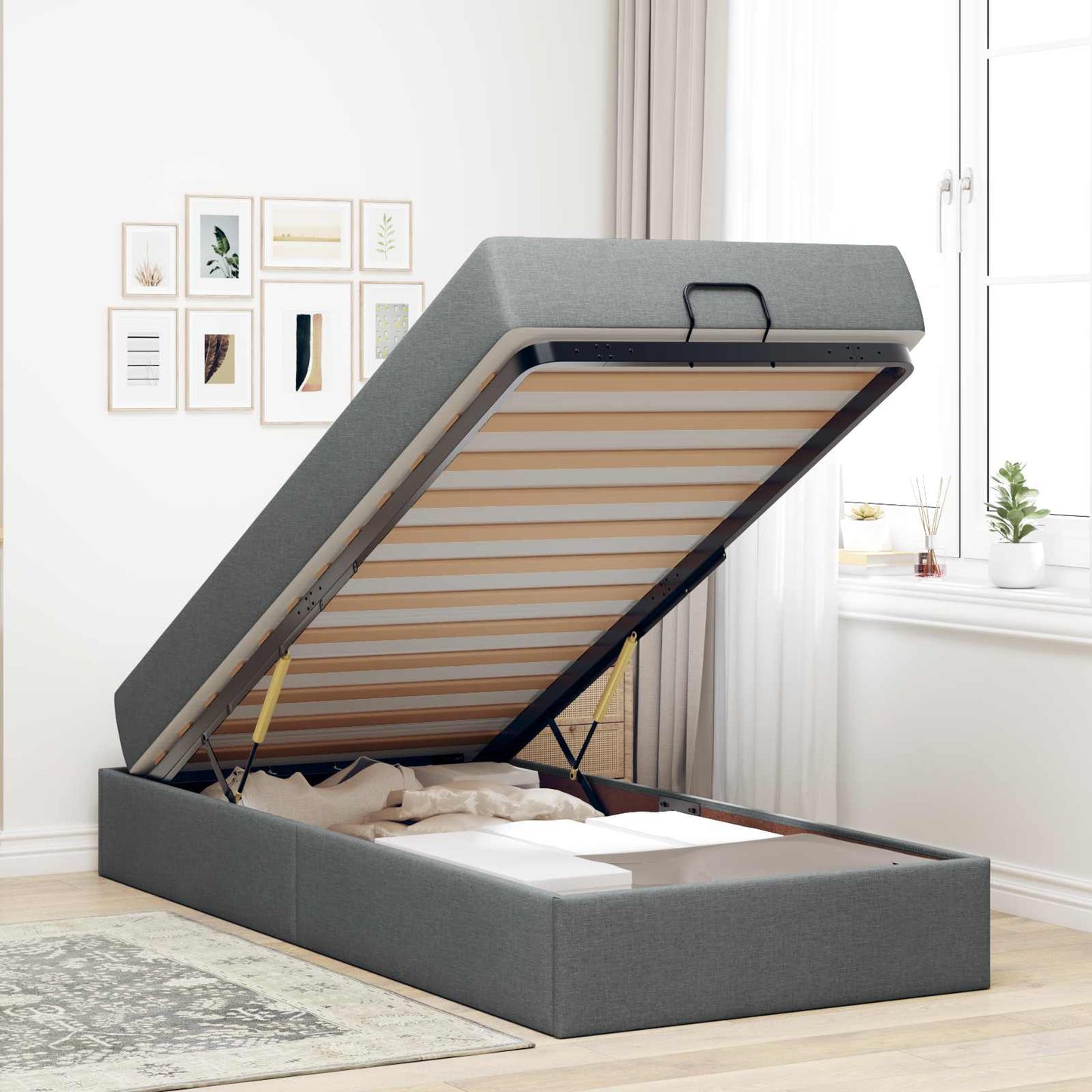 Struttura letto con materasso 2 pcs Grigio Sfumato Tessuto | homemem39