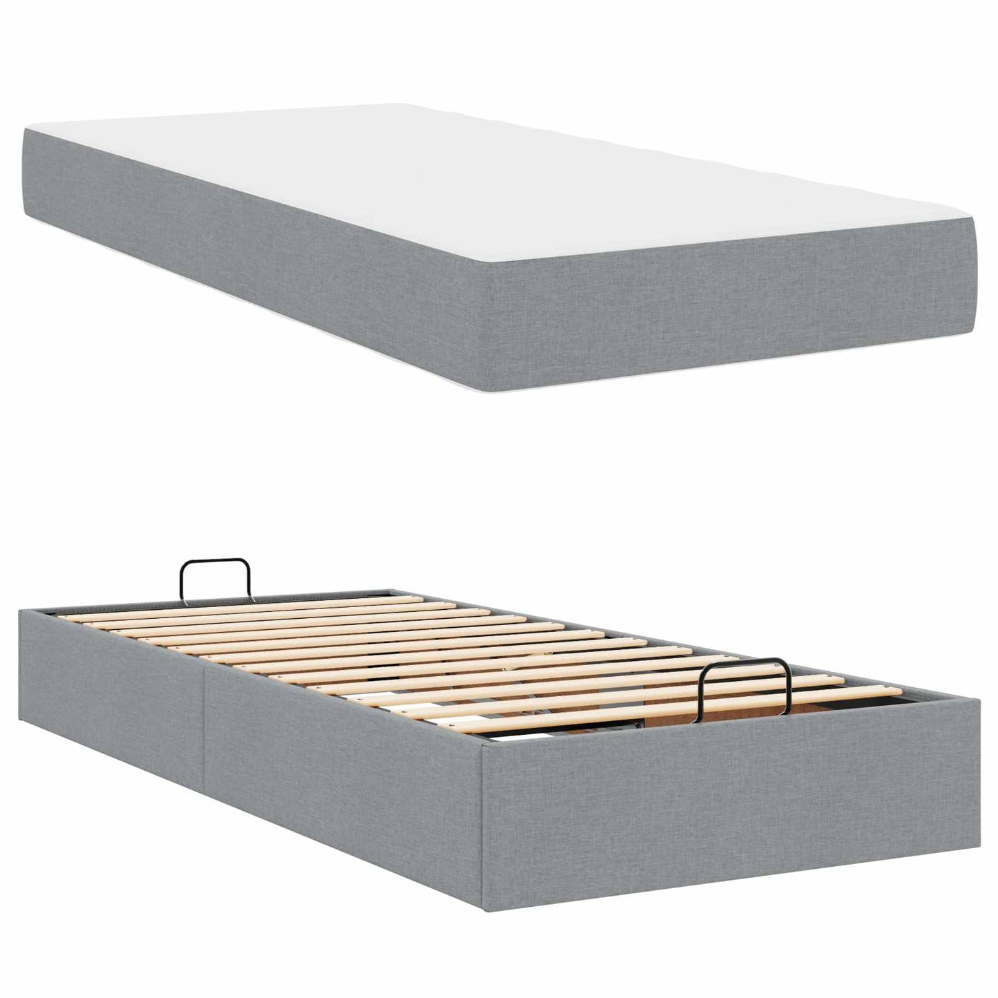 Struttura letto con materasso 2 pcs Grigio chiaro Tessuto | homemem39