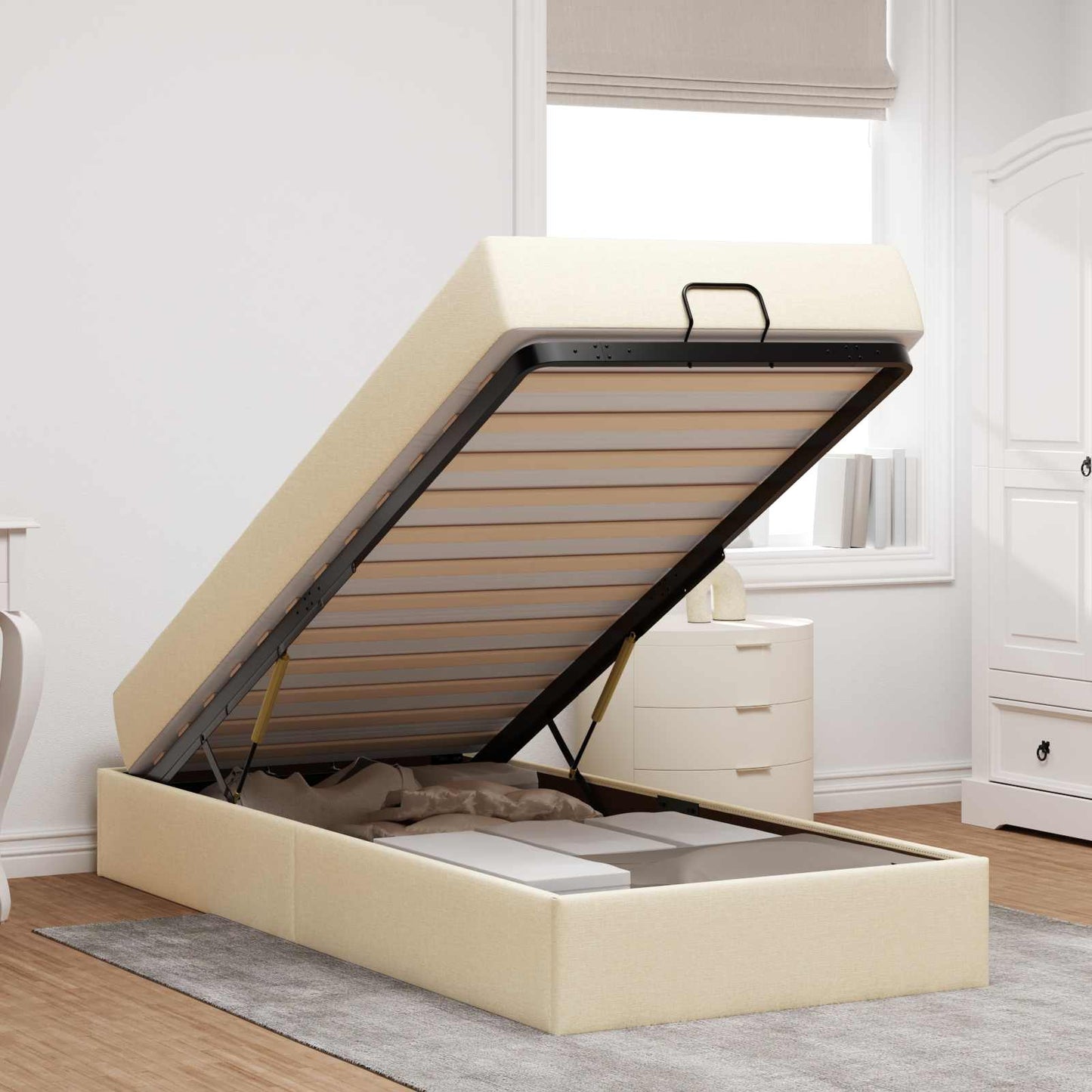 Struttura letto con materasso 2 pcs Crema Tessuto | homemem39