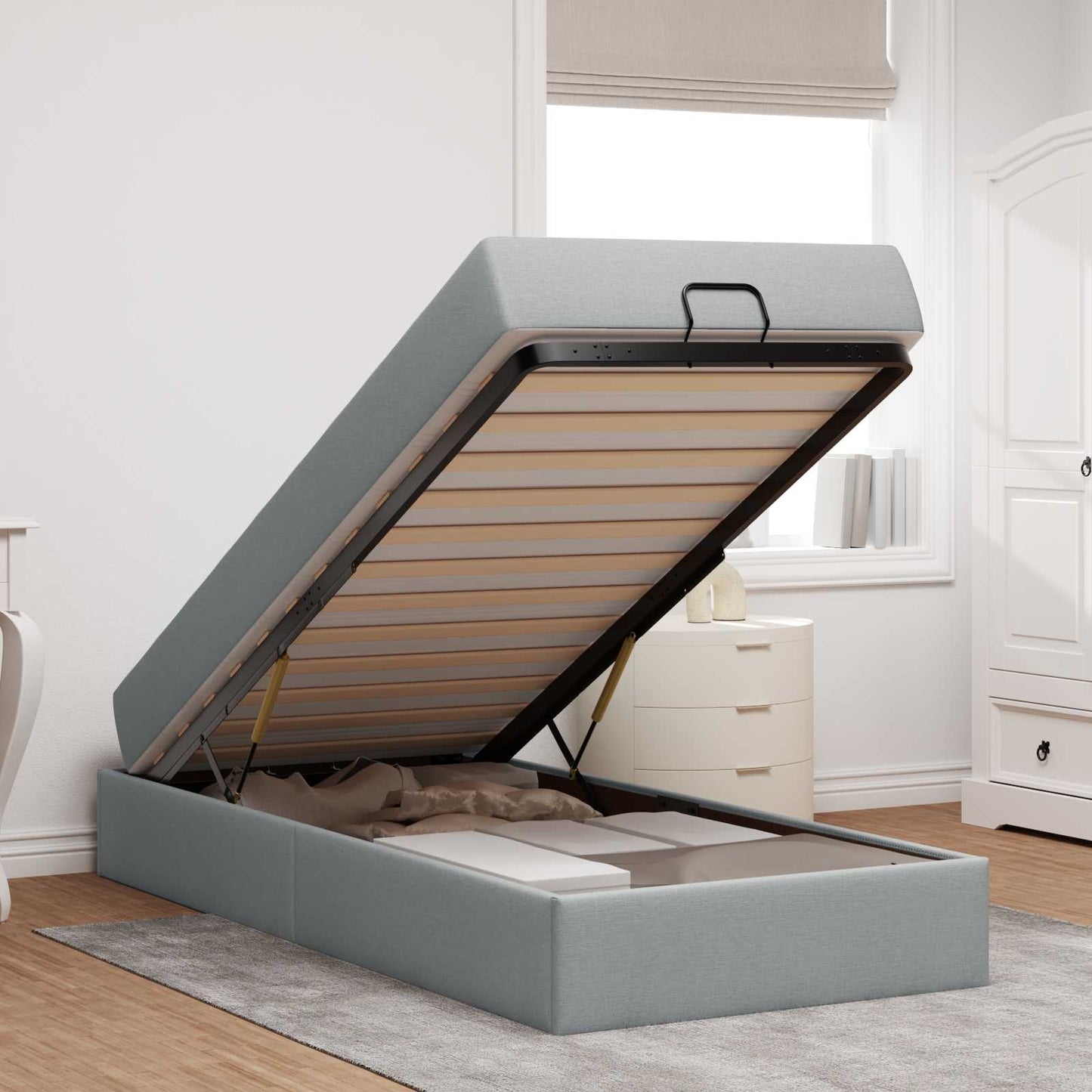 Struttura letto con materasso 2 pcs Grigio chiaro Tessuto | homemem39