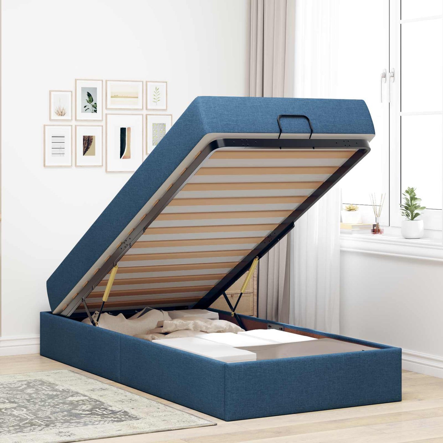 Struttura letto con materasso 2 pcs Blu Tessuto | homemem39