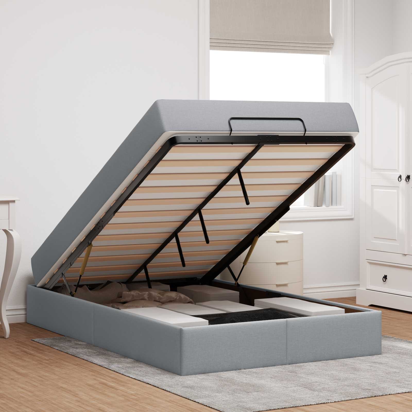 Struttura letto con materasso 2 pcs Grigio chiaro Tessuto | homemem39