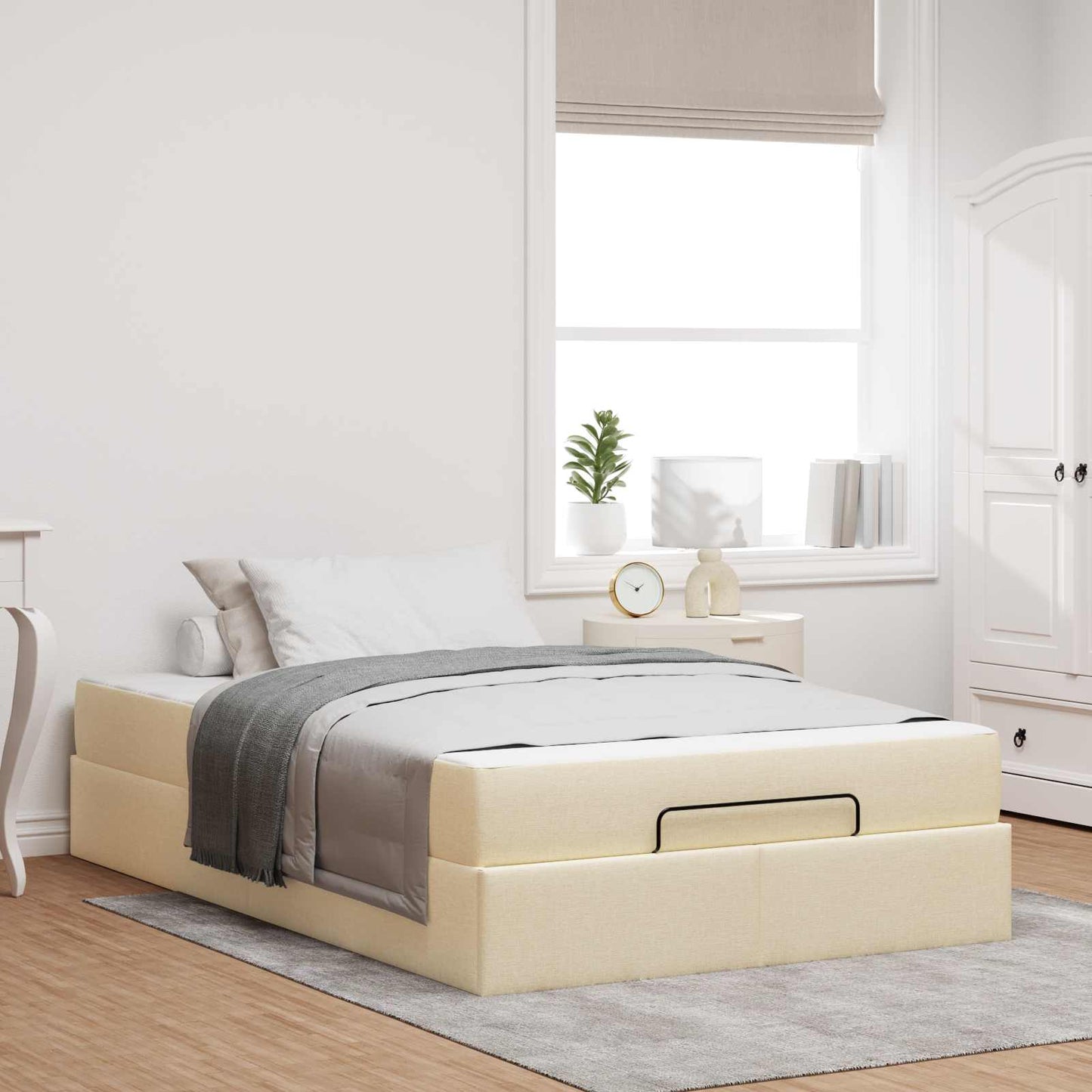 Struttura letto con materasso 2 pcs Crema Tessuto | homemem39