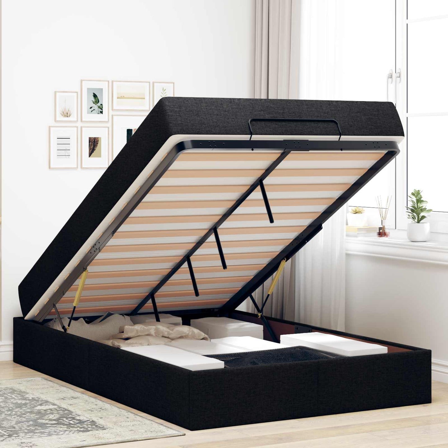 Struttura letto con materasso 2 pcs Nero Tessuto | homemem39