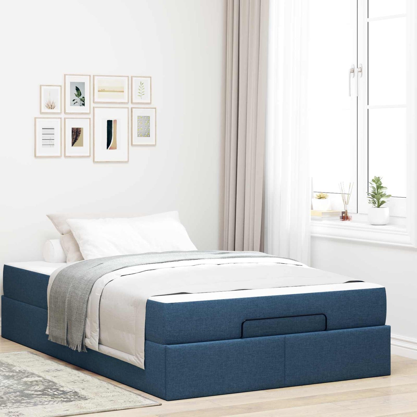 Struttura letto con materasso con materasso 2 pcs Blu Tessuto