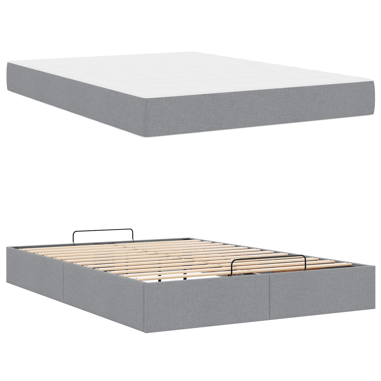Struttura letto con materasso 2 pcs Grigio chiaro Tessuto | homemem39