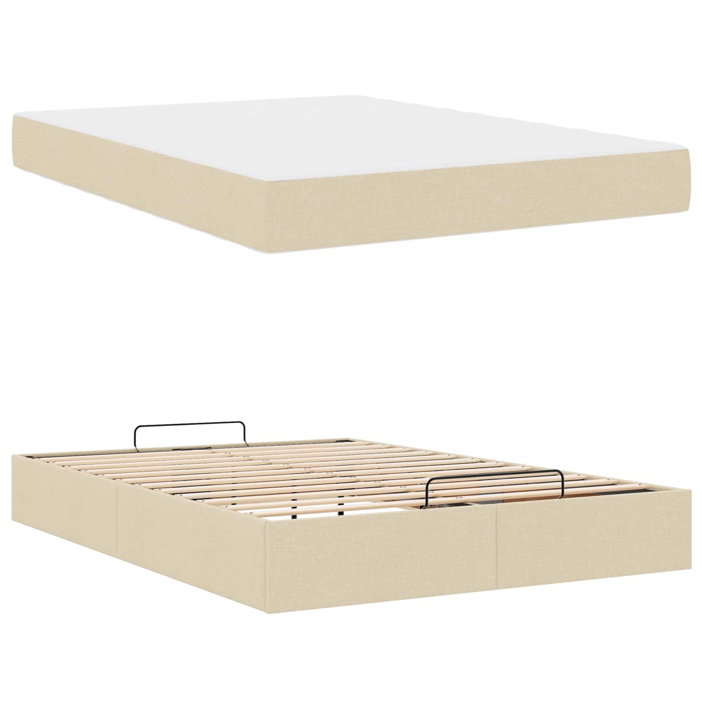 Struttura letto con materasso con materasso 2 pcs Crema Tessuto