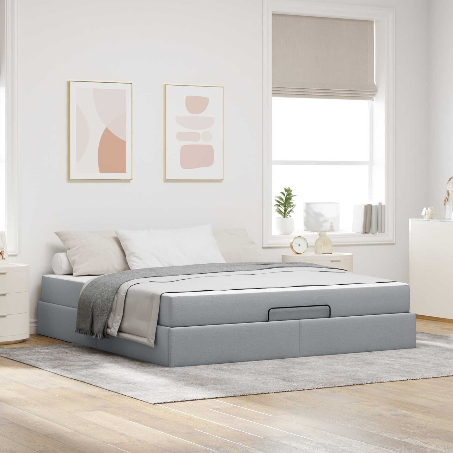 Struttura letto con materasso 2 pcs Grigio chiaro Tessuto | homemem39