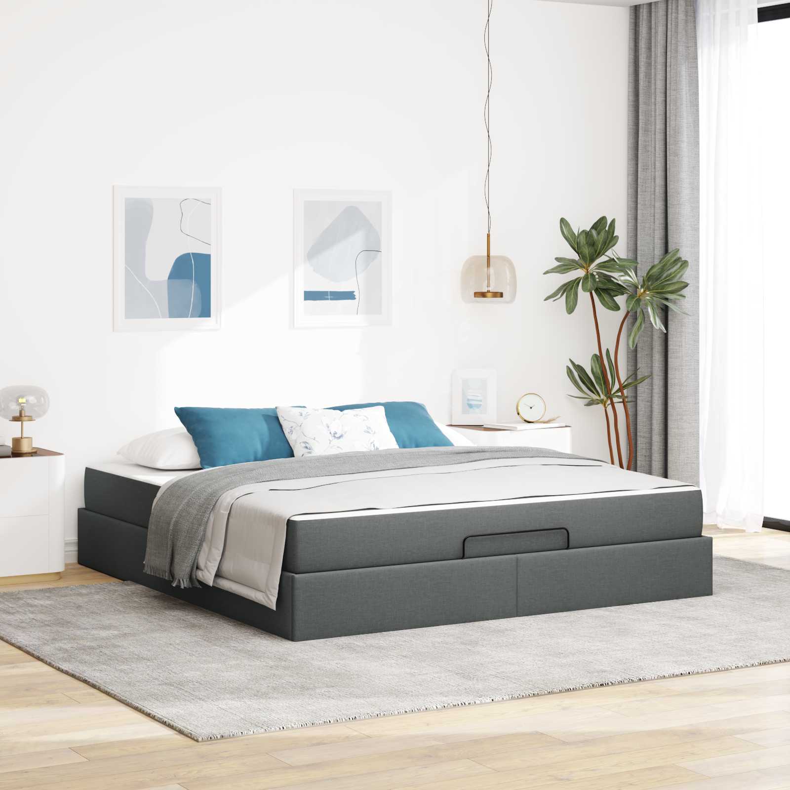 Struttura letto con materasso 2 pcs Grigio Sfumato Tessuto | homemem39