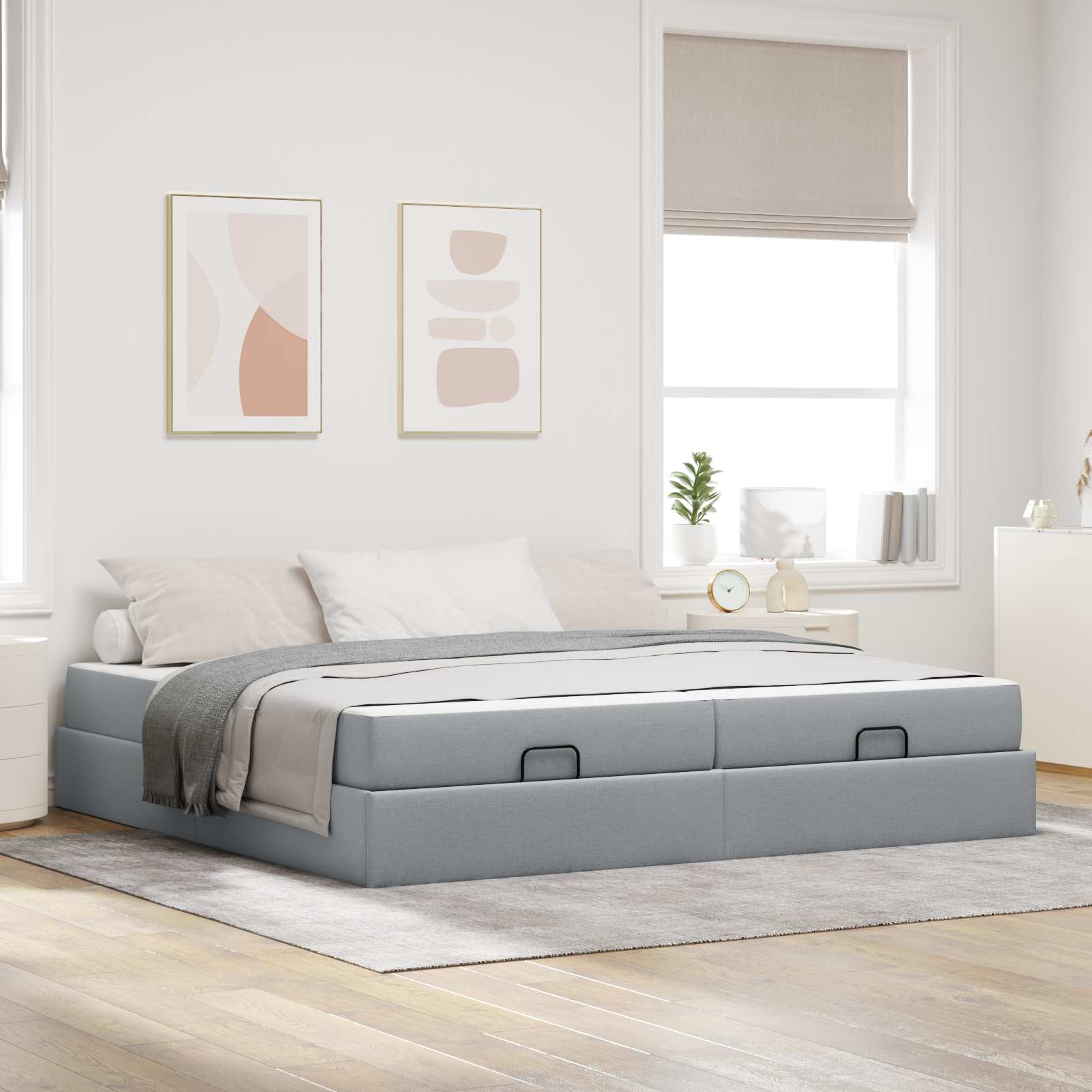 Struttura letto con materasso 2 pcs Grigio chiaro Tessuto | homemem39