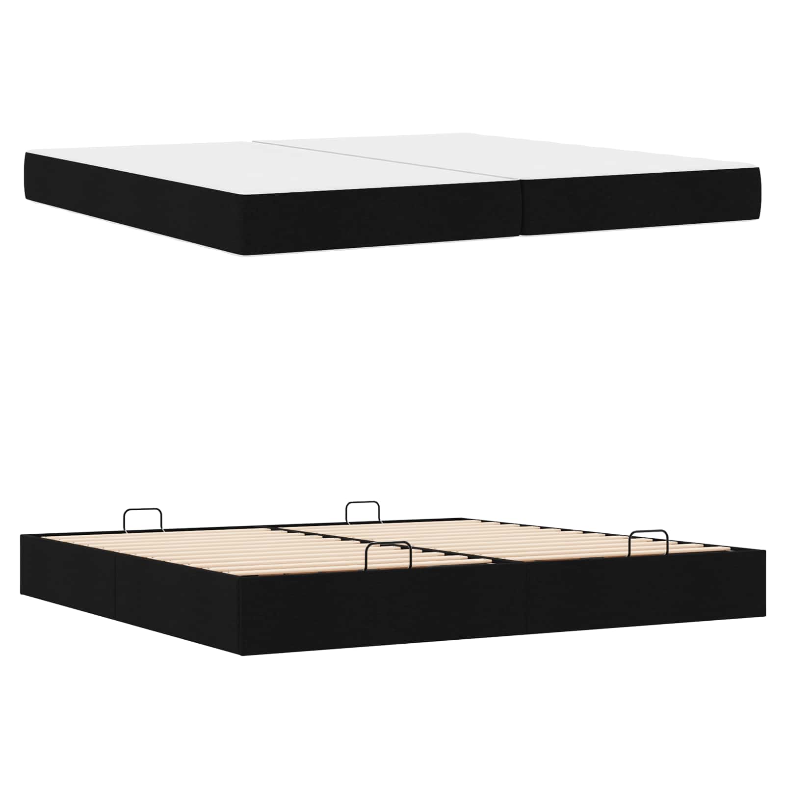 Struttura letto con materasso con materasso 2 pcs Nero Tessuto | homemem39