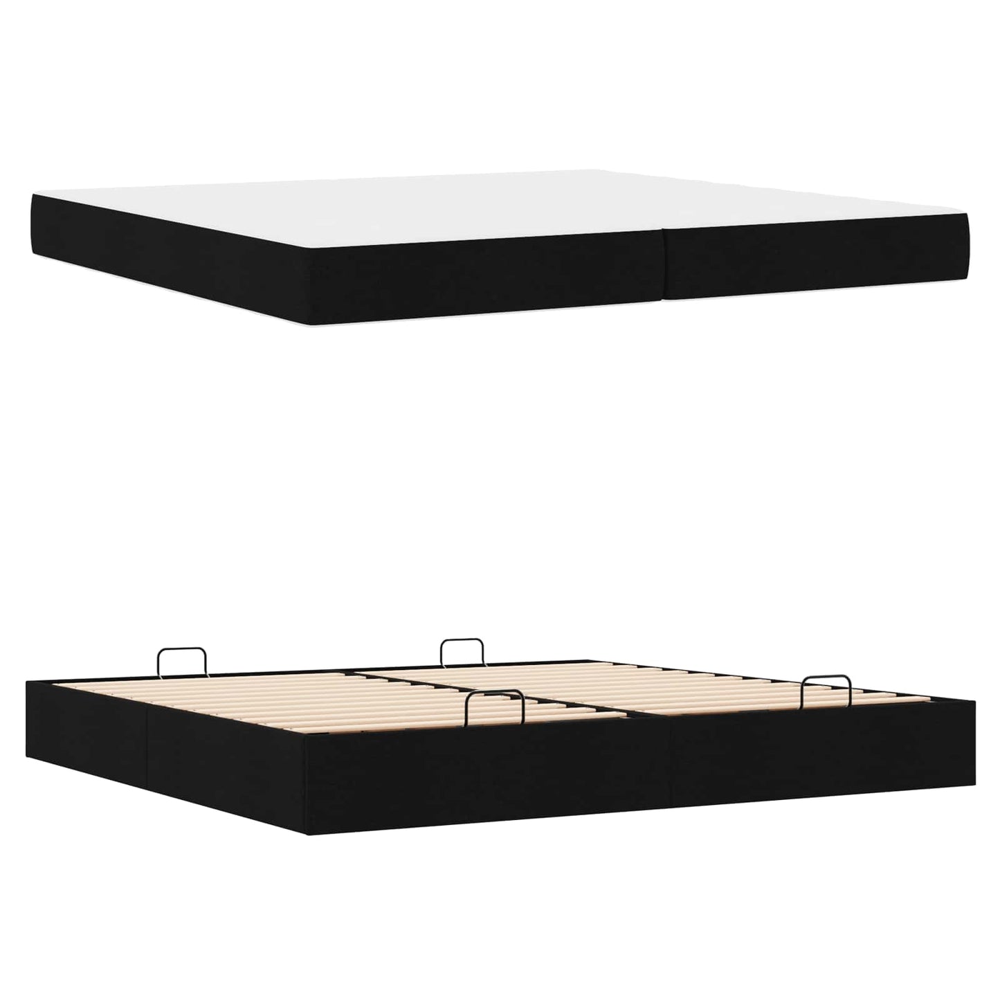 Struttura letto con materasso con materasso 2 pcs Nero Tessuto