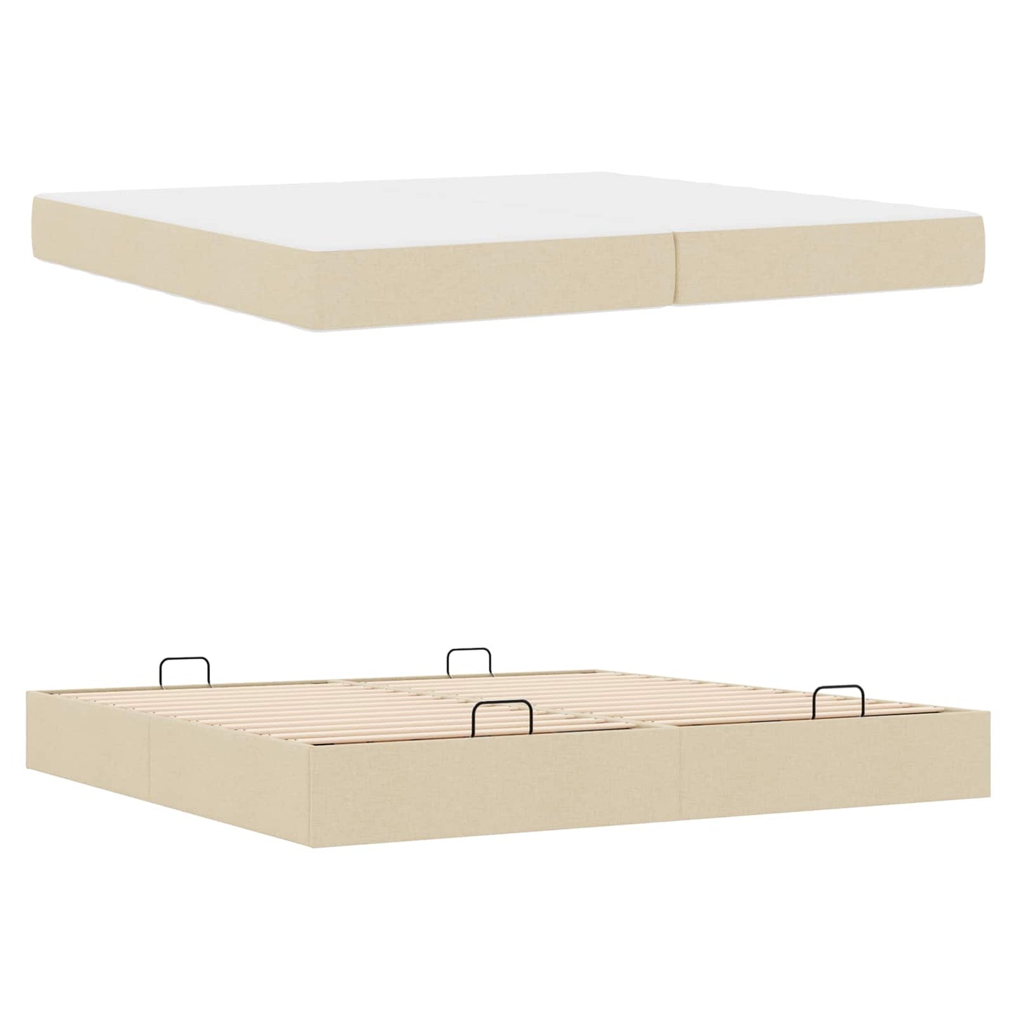 Struttura letto con materasso con materasso 2 pcs Crema Tessuto