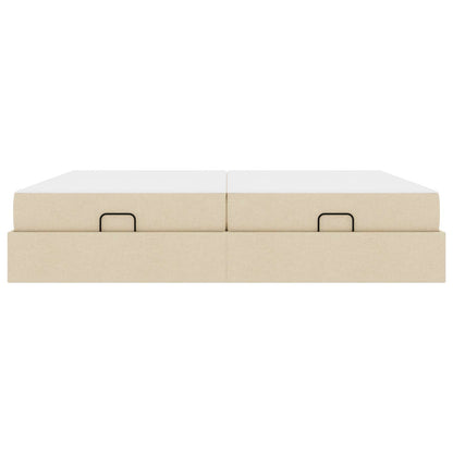 Struttura letto con materasso con materasso 2 pcs Crema Tessuto