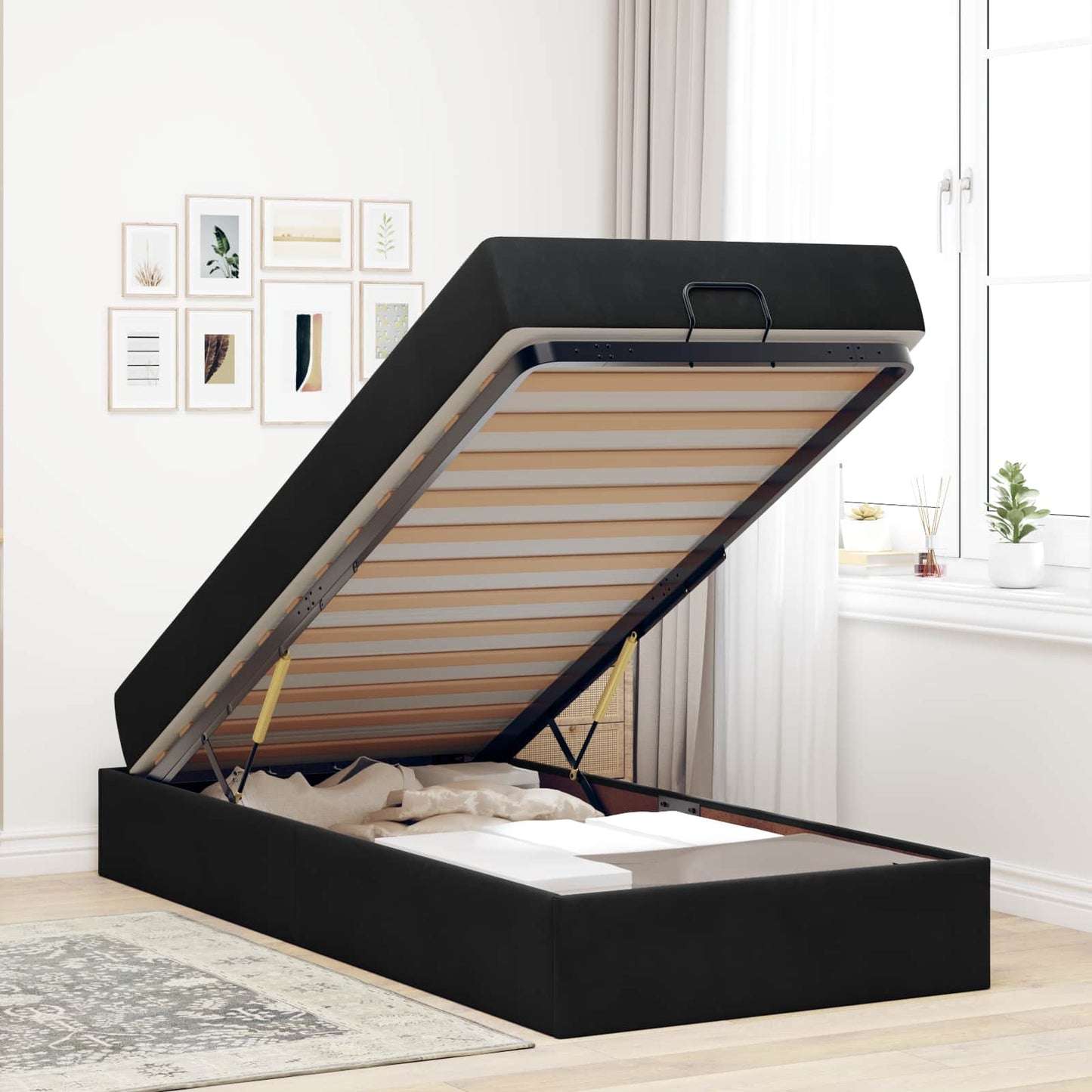 Struttura letto con materasso 2 pcs Nero Velluto | homemem39