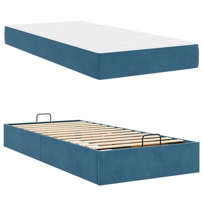 Struttura letto con materasso con materasso 2 pcs Blu Velluto