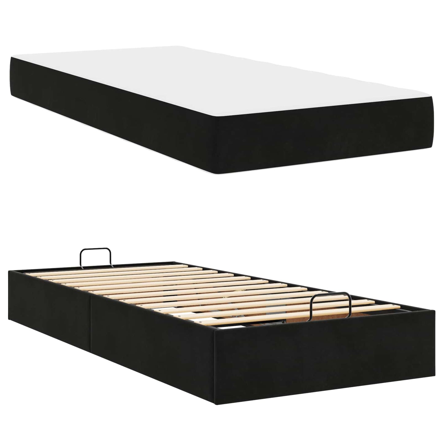 Struttura letto con materasso con materasso 2 pcs Nero Velluto