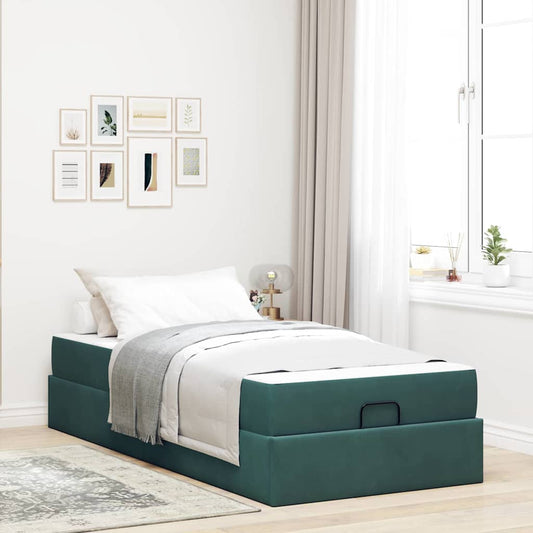 Struttura letto con materasso con materasso 2 pcs Verde Velluto