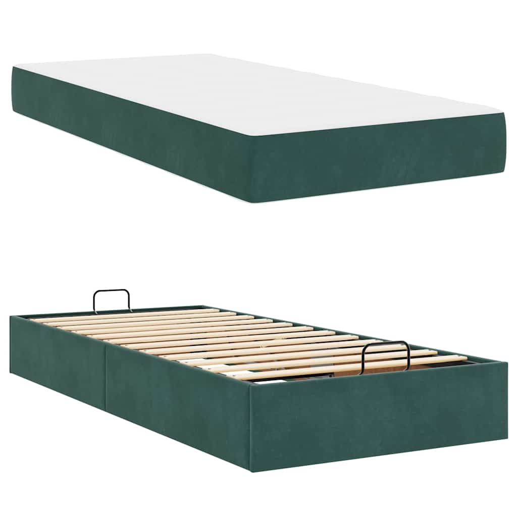 Struttura letto con materasso con materasso 2 pcs Verde Velluto