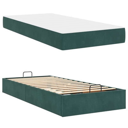 Struttura letto con materasso con materasso 2 pcs Verde Velluto