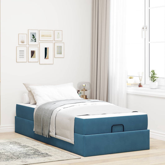 Struttura letto con materasso con materasso 2 pcs Blu Velluto
