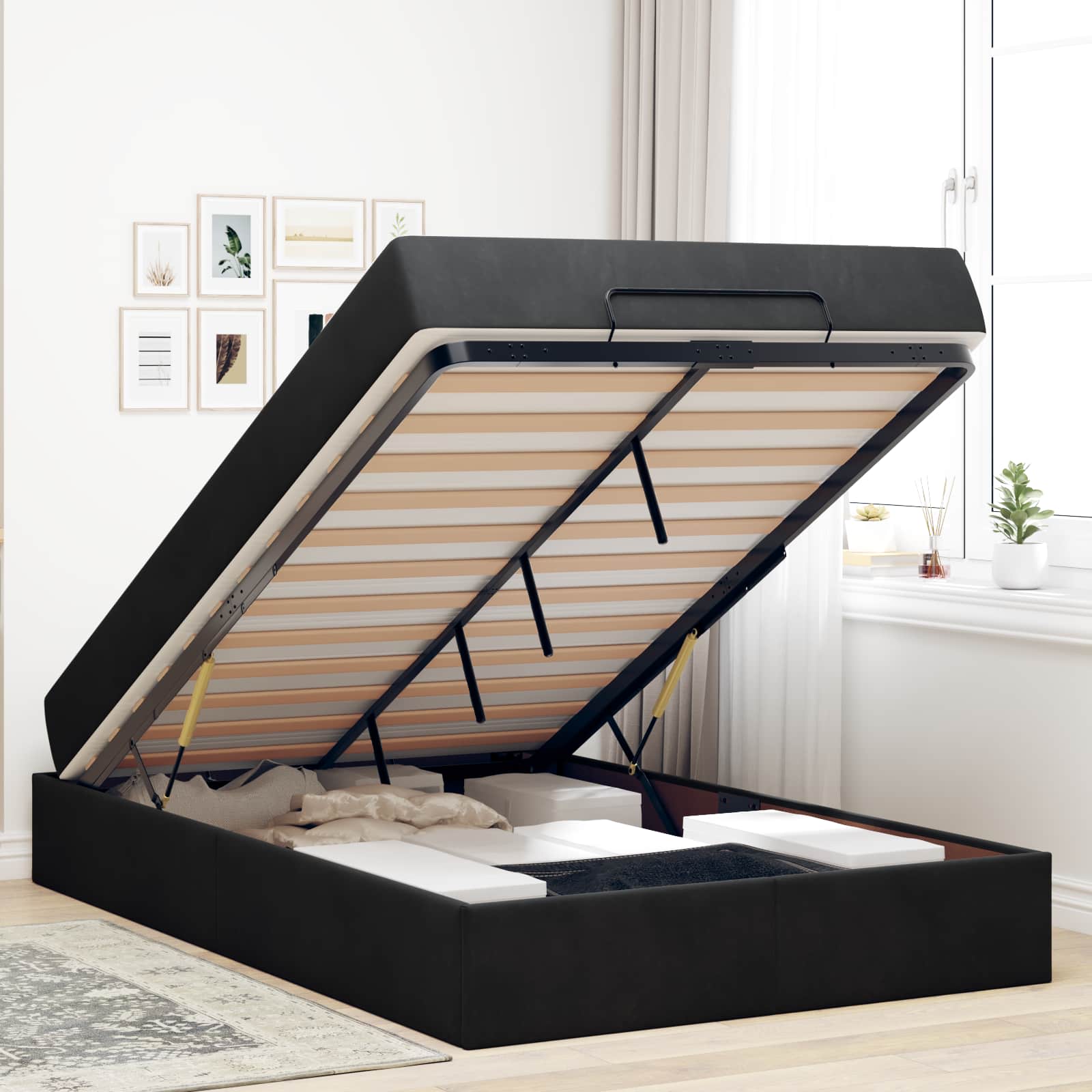 Struttura letto con materasso 2 pcs Nero Velluto | homemem39
