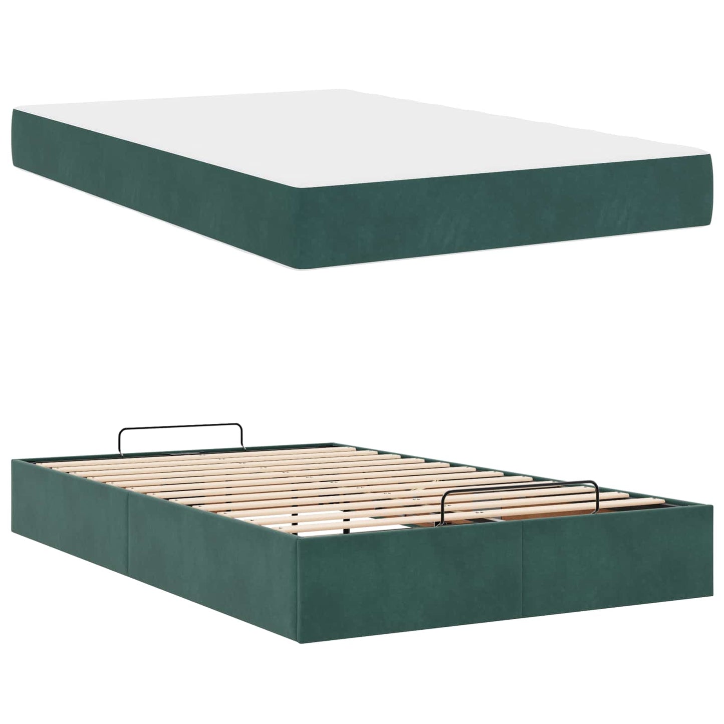 Struttura letto con materasso con materasso 2 pcs Verde Velluto