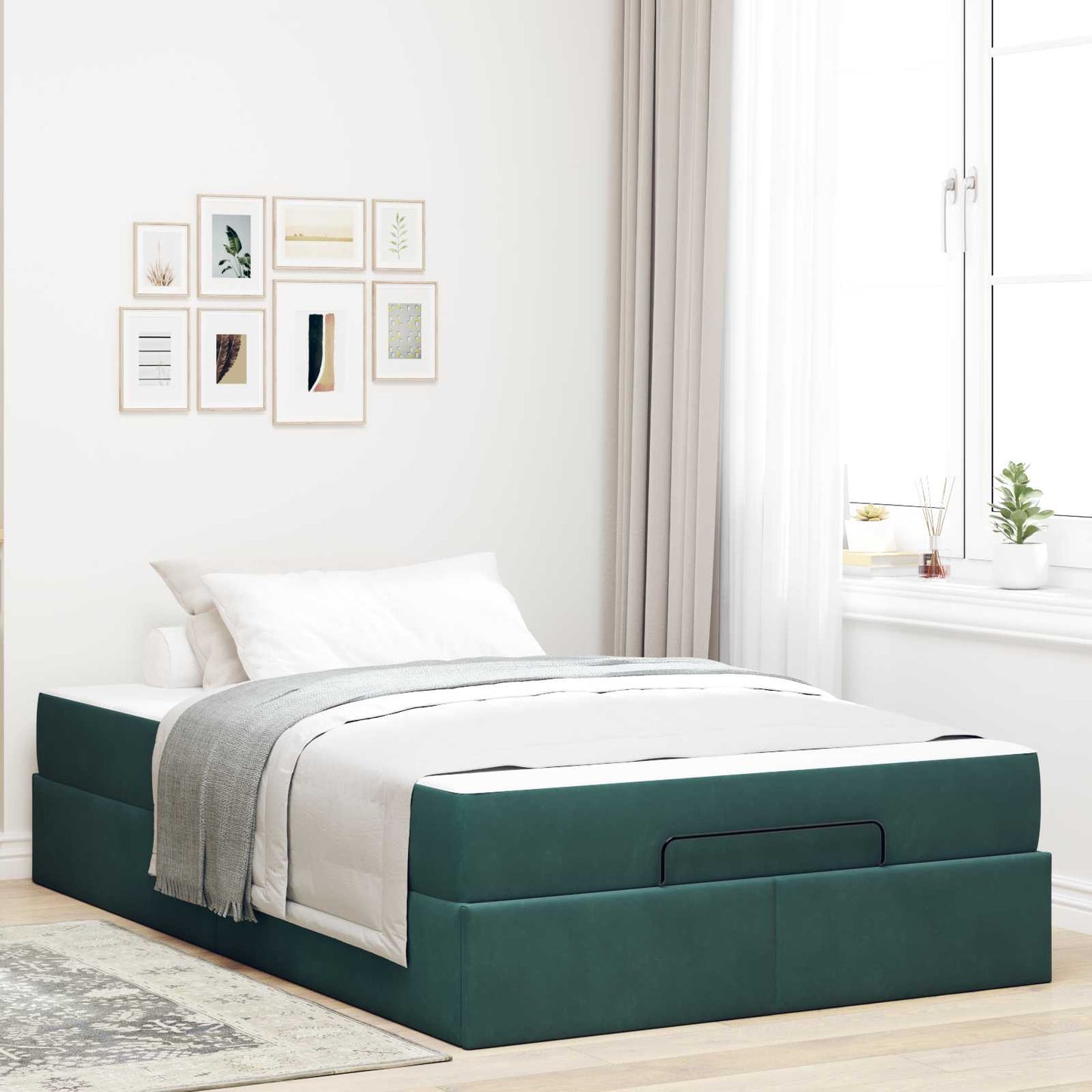 Struttura letto con materasso con materasso 2 pcs Verde Velluto