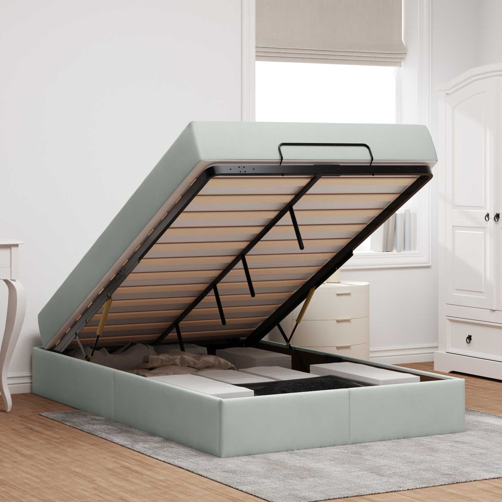 Struttura letto con materasso 2 pcs Grigio chiaro Velluto | homemem39