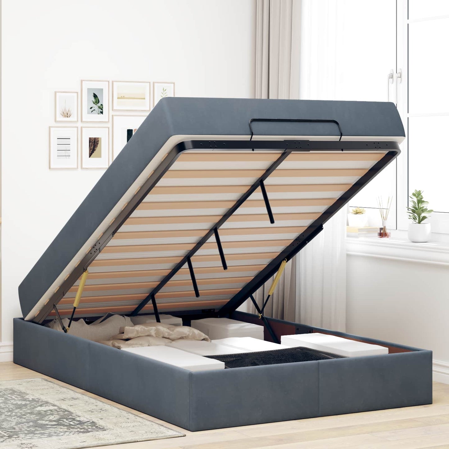 Struttura letto con materasso 2 pcs Grigio Sfumato Velluto | homemem39