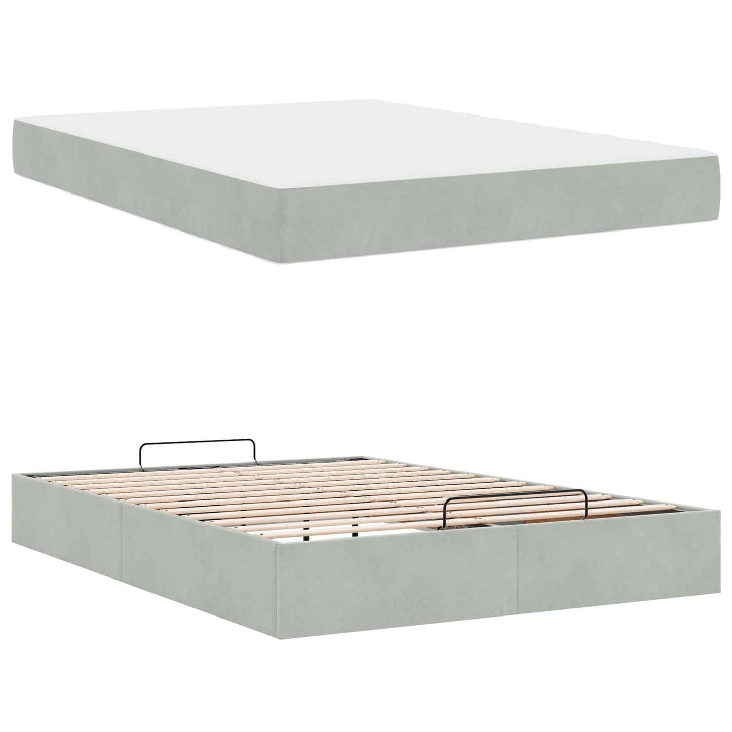Struttura letto con materasso 2 pcs Grigio chiaro Velluto
