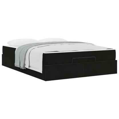 Struttura letto con materasso con materasso 2 pcs Nero Velluto