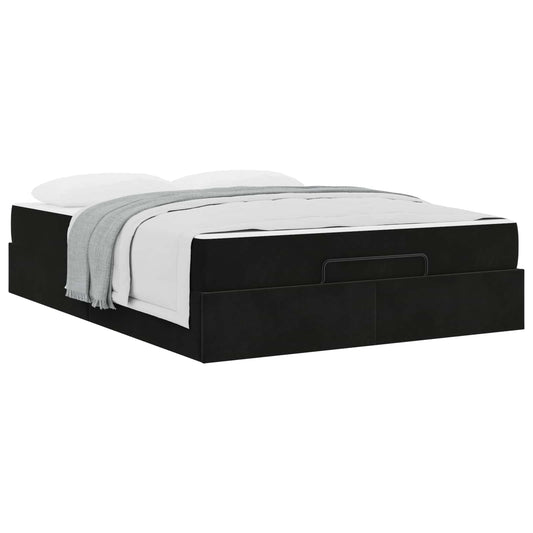 Struttura letto con materasso con materasso 2 pcs Nero Velluto