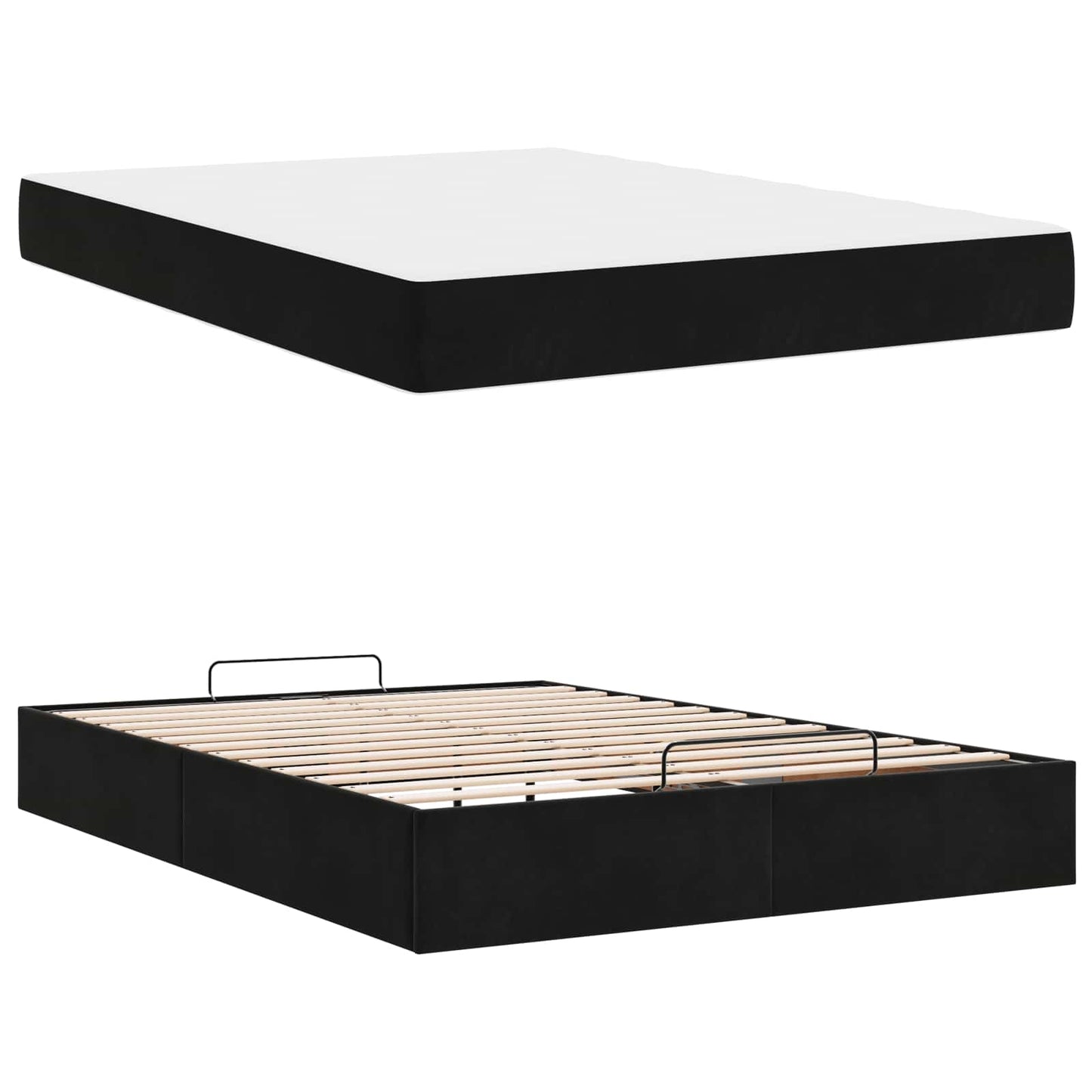 Struttura letto con materasso con materasso 2 pcs Nero Velluto