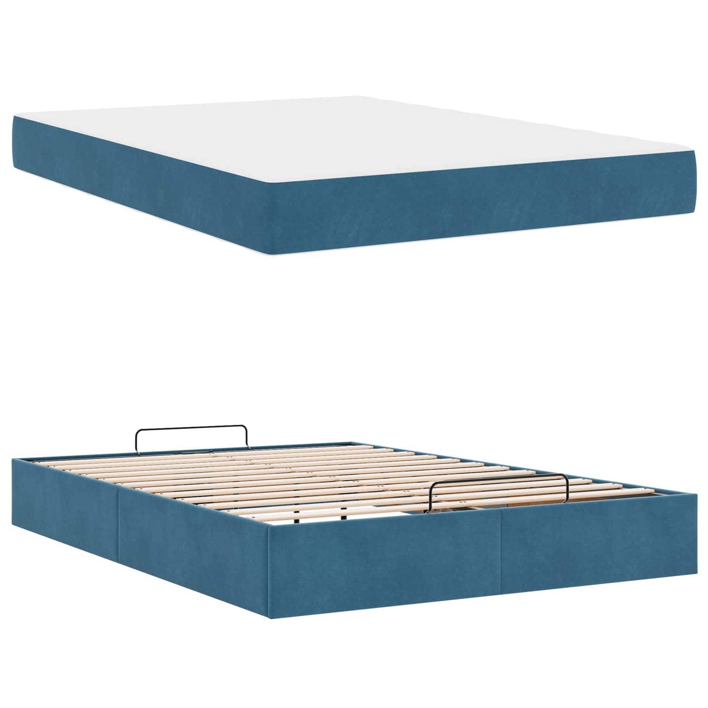 Struttura letto con materasso con materasso 2 pcs Blu Velluto