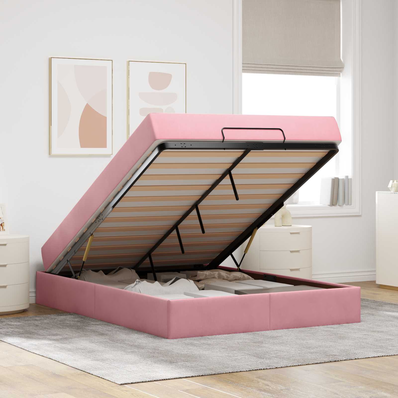 Struttura letto con materasso 2 pcs Rosa Velluto | homemem39