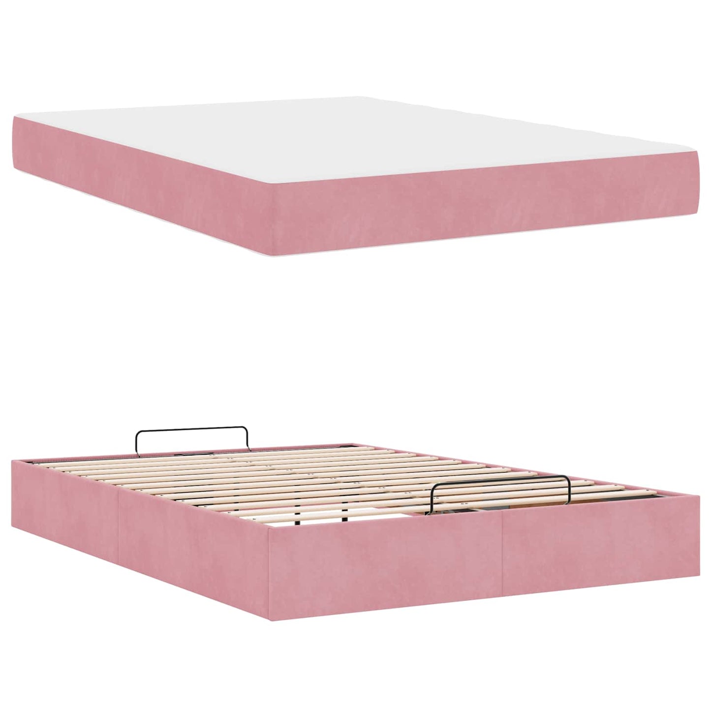 Struttura letto con materasso con materasso 2 pcs Rosa Velluto