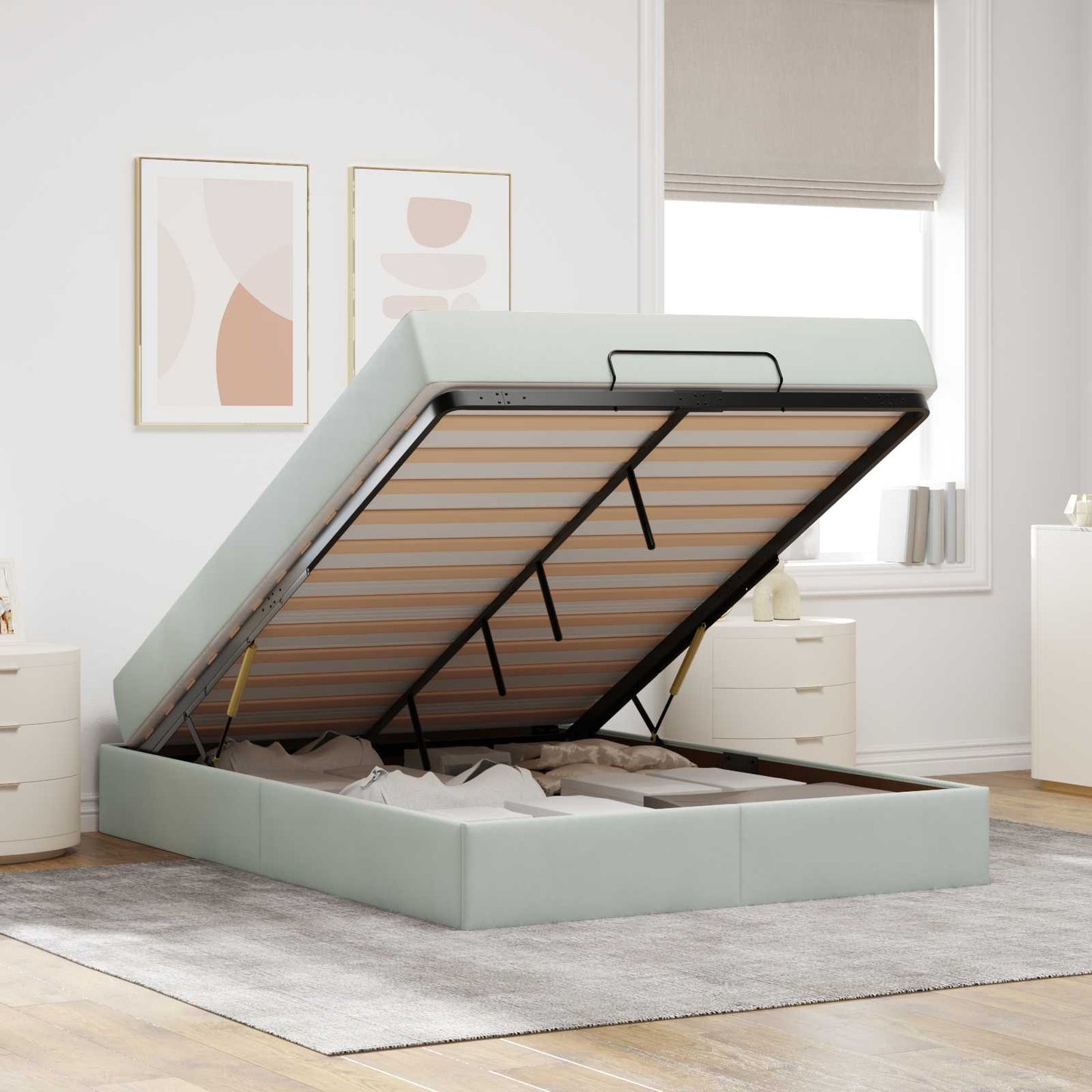 Struttura letto con materasso 2 pcs Grigio chiaro Velluto | homemem39