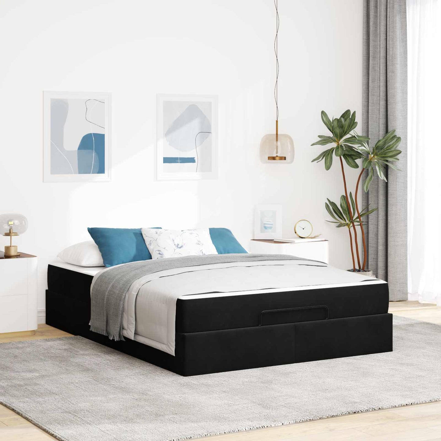 Struttura letto con materasso 2 pcs Nero Velluto | homemem39