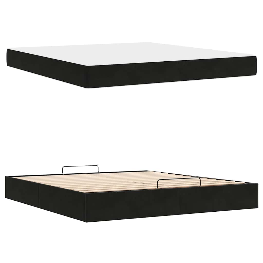 Struttura letto con materasso con materasso 2 pcs Nero Velluto