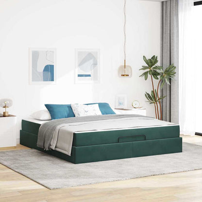 Struttura letto con materasso con materasso 2 pcs Verde Velluto