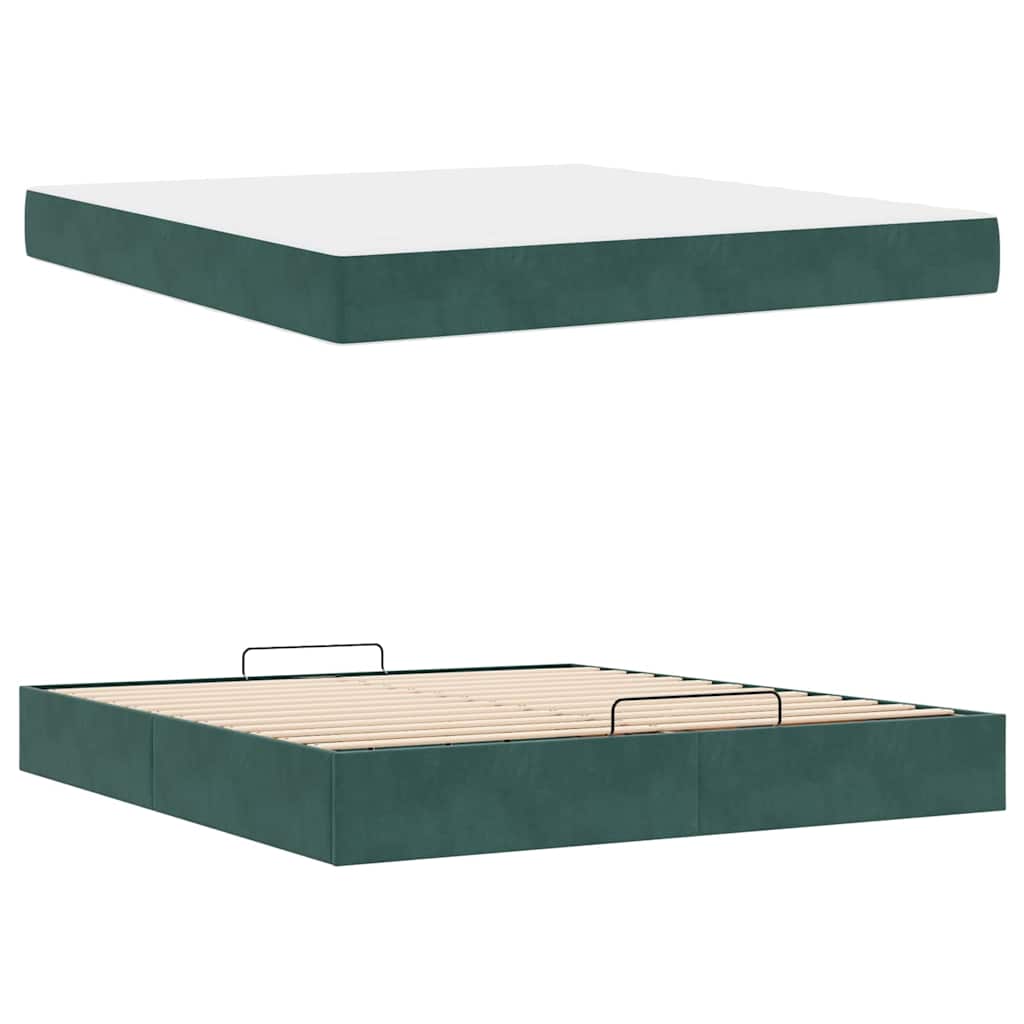 Struttura letto con materasso con materasso 2 pcs Verde Velluto