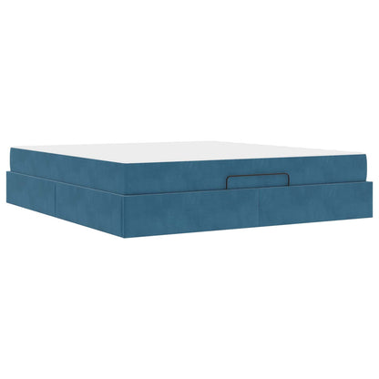 Struttura letto con materasso con materasso 2 pcs Blu Velluto
